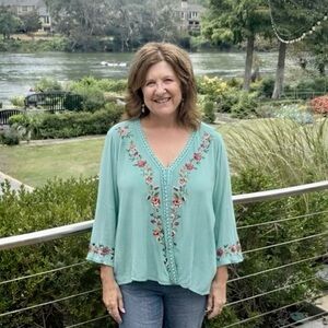 Umgee Teal Boho Top Floral Teal